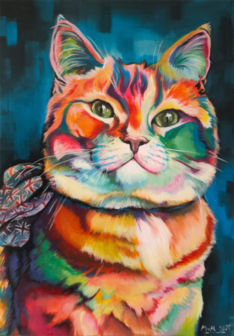 Kleurrijk realistisch portret van een huisdier kat