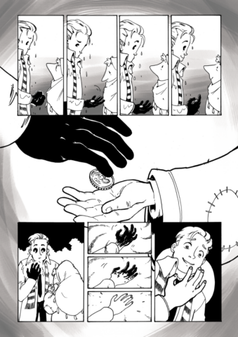 Handgetekende strip in manga stijl